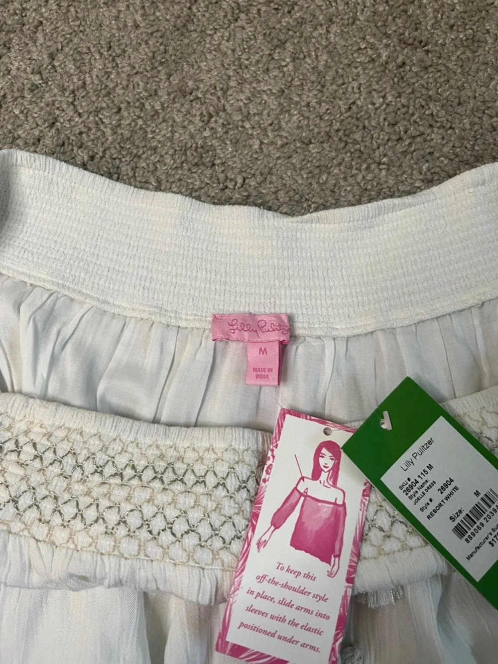 Lilly Pulitzer Joelle Dress Resort White Tassels Medium Boho Cottage Beach NWT - Picture 6 of 12